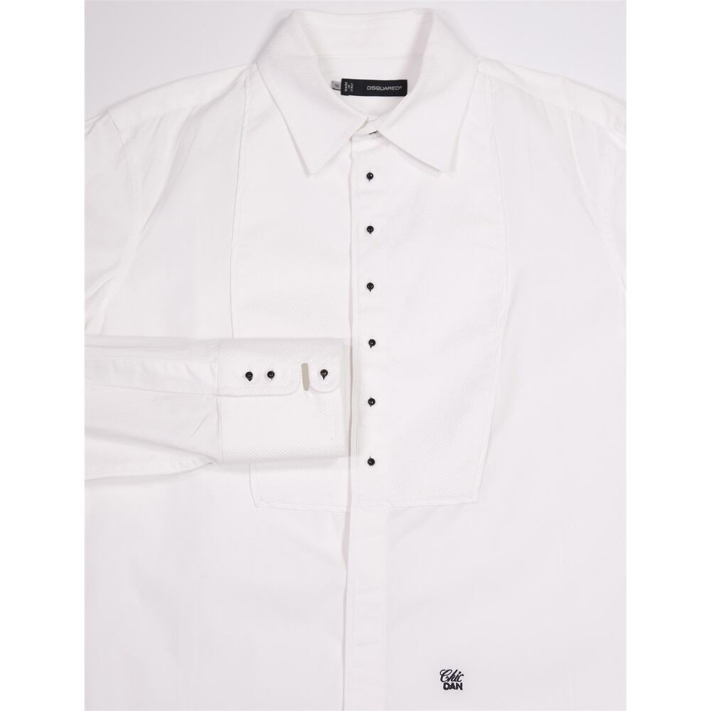 DSQUARED2 White Dress Shirt with Black Buttons